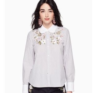KATE SPADE | **NWT** | Embroidered Stripe Top